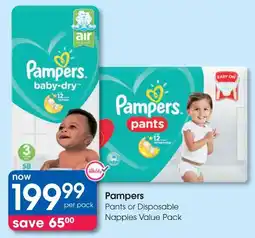 Clicks Pampers Pants or Disposable Nappies Value Pack offer
