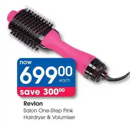 Clicks Revlon Salon One-Step Pink Hairdryer & Volumiser offer