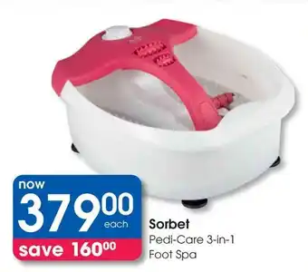 Clicks Sorbet Pedi-Care 3-in-1 Foot Spa offer