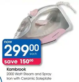 Clicks Kambrook 2000 Watt Steam and Spray Iron with Ceramic Soleplate offer