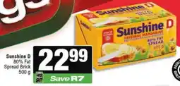 Spar Sunshine D 80% Fat Spread Brick offer