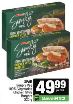 Spar SPAR Simply Veg 100% Vegetarian Chicken Style Burgers offer