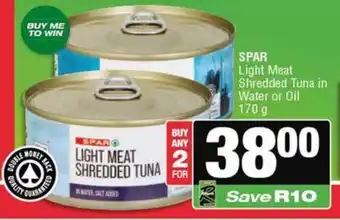 Spar SPAR Light Meat Shredded Tuna in Water or Oil offer