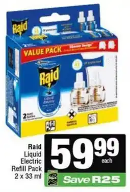 Spar Raid Liquid Electric Refill Pack offer
