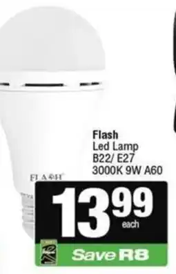 Spar Flash Led Lamp B22/E27 3000K 9W A60 offer