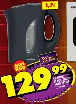 Shoprite Essentials black/ white auto kettle offer