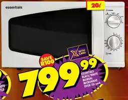 Shoprite Essentials black/ white manual microwave oven offer