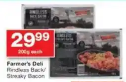 Checkers Farmer's Deli Rindless Back/ Streaky Bacon offer
