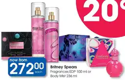 Clicks Britney Spears Fragrances EDP or Body Mist offer