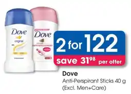 Clicks Dove Anti-Perspirant Sticks offer