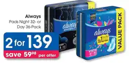 Clicks Always Pads Night or Day offer