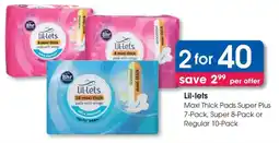 Clicks Lil-lets Maxi Thick Pads Super Plus, Super or Regular offer