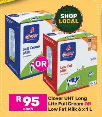 Game Clover UHT Long Life Full Cream OR Low Fat Milk 6 x 1L offer