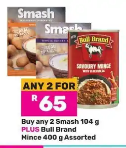Game Smash 104 g & Bull Brand Mince 400 g offer