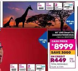 Game 65 UHD Smart TV (UA65DU7000XXA) offer