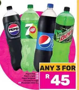 Game Pepsi Max, Pepsi Light, Pepsi Original, Mirinda Orange, Mountain Dew 2L offer