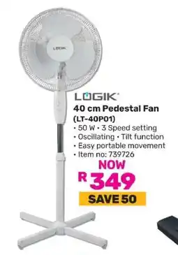 Game LÖGIK 40 cm Pedestal Fan (LT-40P01) offer