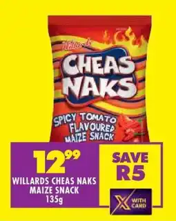 Shoprite WILLARDS CHEAS NAKS MAIZE SNACK 135g offer