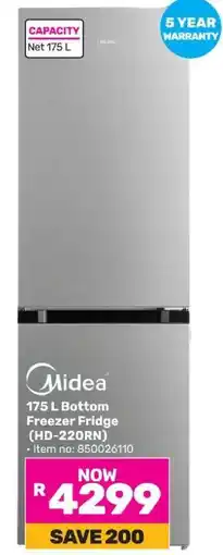 Game Midea 175 L Bottom Freezer Fridge (HD-220RN) offer