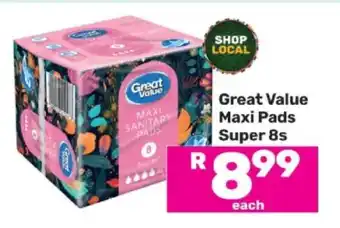 Game Great Value Maxi Pads Super 8s offer