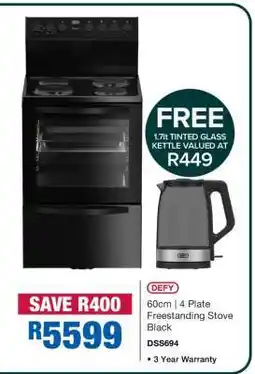 OK Furniture Defy 60cm 4 Plate Freestanding Stove Black offer