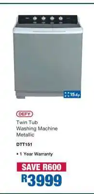 OK Furniture DEFY Twin Tub Washing Machine Metallic offer
