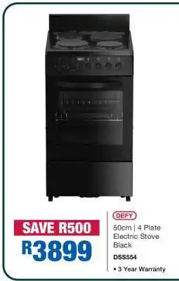 OK Furniture Defy 50cm 4 Plate Electric Stove Black offer