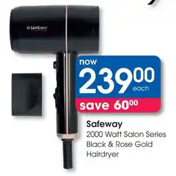 Clicks Safeway 2000 Watt Salon Series Black & Rose Gold Hairdryer offer