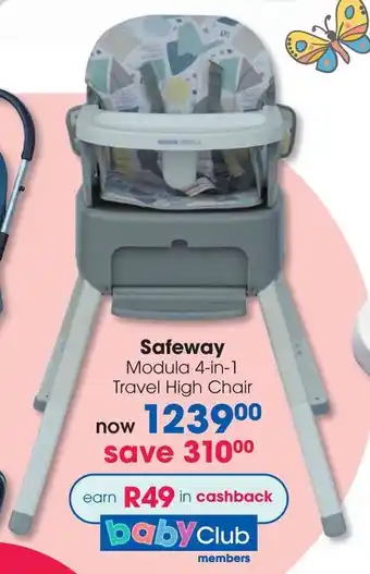Clicks Safeway Modula 4-in-1 Travel High Chair offer