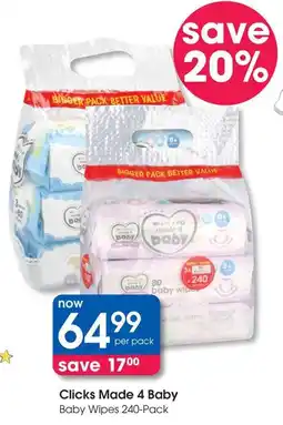 Clicks Clicks Made 4 Baby Baby Wipes offer