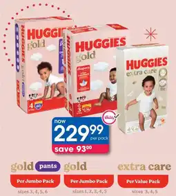 Clicks Huggies Gold or Extra Care Jumbo Pack offer
