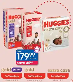 Clicks Huggies Gold or Extra Care Value Pack offer
