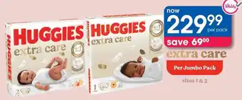 Clicks Huggies Extra Care Jumbo Pack offer