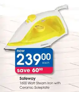 Clicks Safeway 1600 Watt Steam Iron with Ceramic Soleplate offer