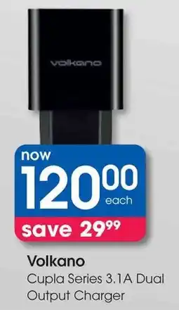Clicks Volkano Cupla Series 3.1A Dual Output Charger offer