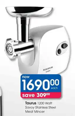 Clicks Taurus 1200 Watt Savoy Stainless Steel Meat Mincer offer