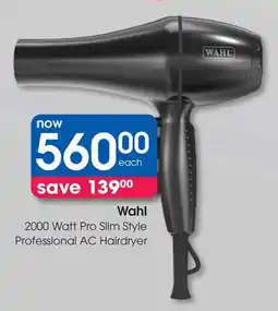 Clicks Wahl 2000 Watt Pro Slim Style Professional AC Hairdryer offer