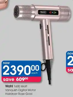 Clicks Wahl 1600 Watt Vanquish Digital Motor Hairdryer Rose Gold offer