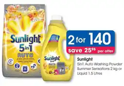 Clicks Sunlight 5in1 Auto Washing Powder Summer Sensations or Liquid offer