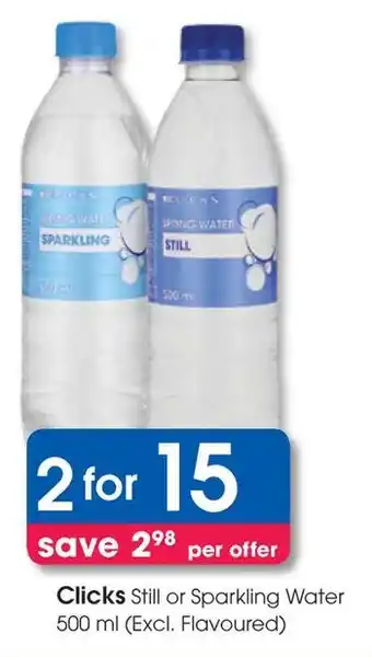 Clicks Clicks Still or Sparkling Water offer