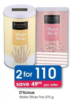 Clicks D'licious Wafer Sticks Tins offer