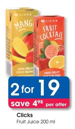 Clicks Clicks Fruit Juice offer