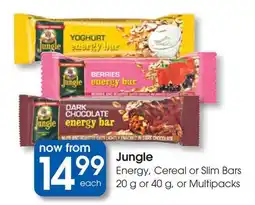 Clicks Jungle Energy, Cereal or Slim Bars, or Multipacks offer