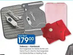 Clicks Safeway or Kambrook Rechargeable Hot-Water Bottle with Hand Pouch, Electric Rechargeable Hot-Water Bottles or Heating Pads offer