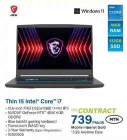 Incredible Connection Msi Thin 15 Intel Core i7 offer