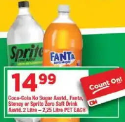OK Grocer Coca-Cola No Sugar Asstd., Fanta, Stoney or Sprite Zero Soft Drink Asstd. offer
