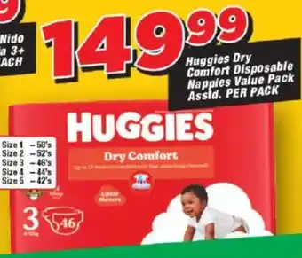 OK Grocer Huggies Dry Comfort Disposable Nappies Value Pack Asstd. offer