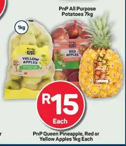 Pick n Pay PnP Queen Pineapple, Red or Yellow Apples 1kg Each offer