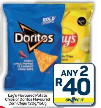Pick n Pay Hypermarket Lay's Flavoured Potato Chips or Doritos Flavoured Corn Chips offer