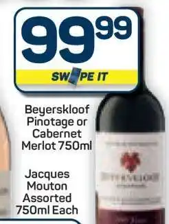 Pick n Pay Hypermarket Beyerskloof Pinotage or Cabernet Merlot 750ml offer